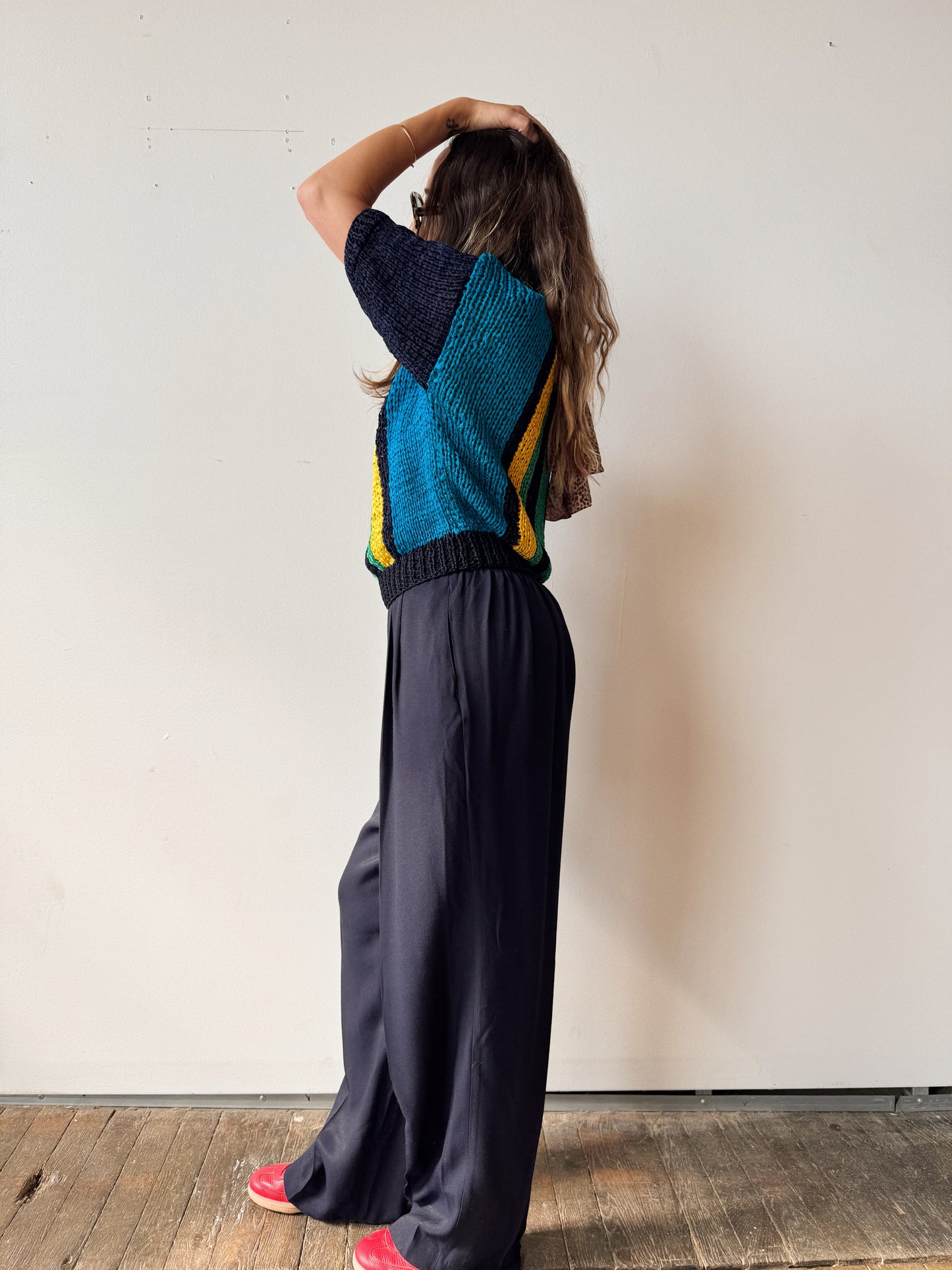 Navy 90s Wide Leg Trousuer Pant (29")