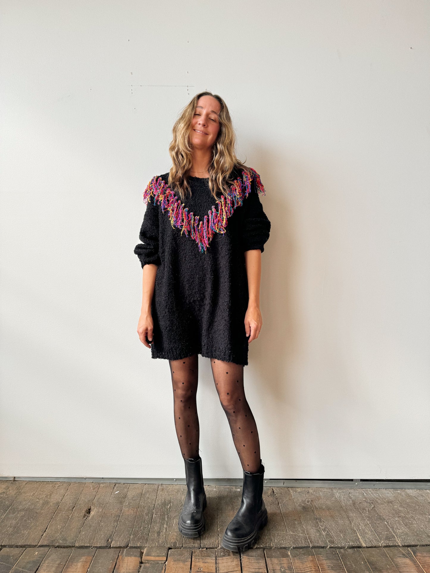 Fringe Oversize Knit Sweater (XL)