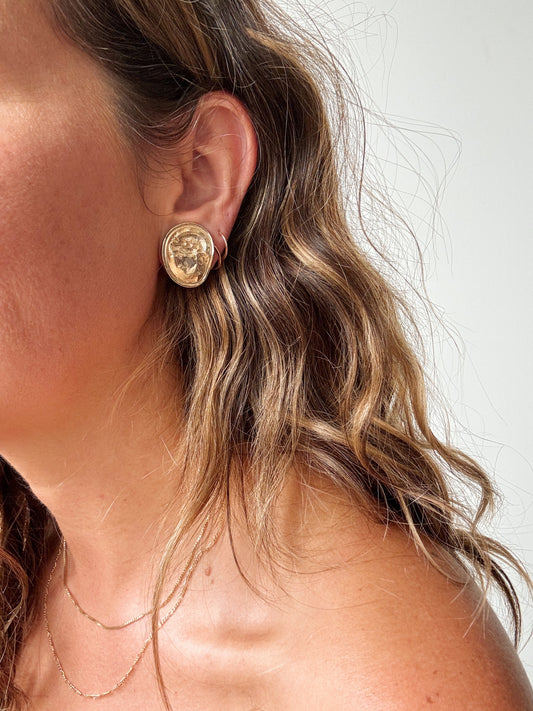 Greek God Coin Clip-on Earrings