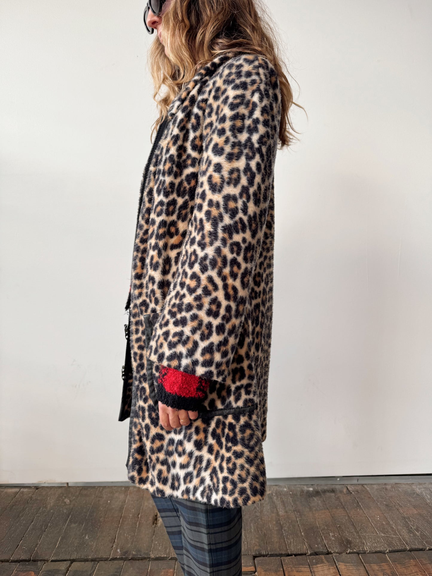 Leopard 70s Leather Piping Jacket (M)