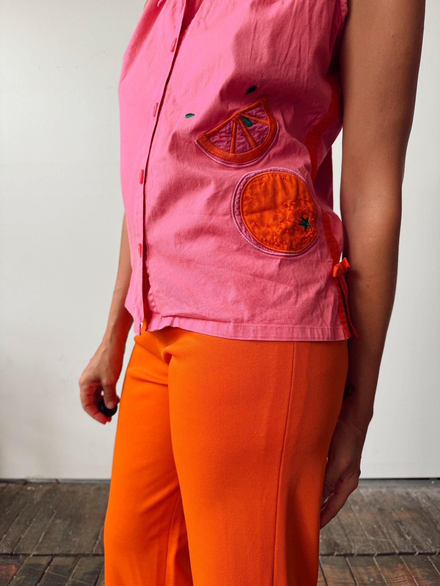 Orange Slices Michael Simon Summer Blouse (M)