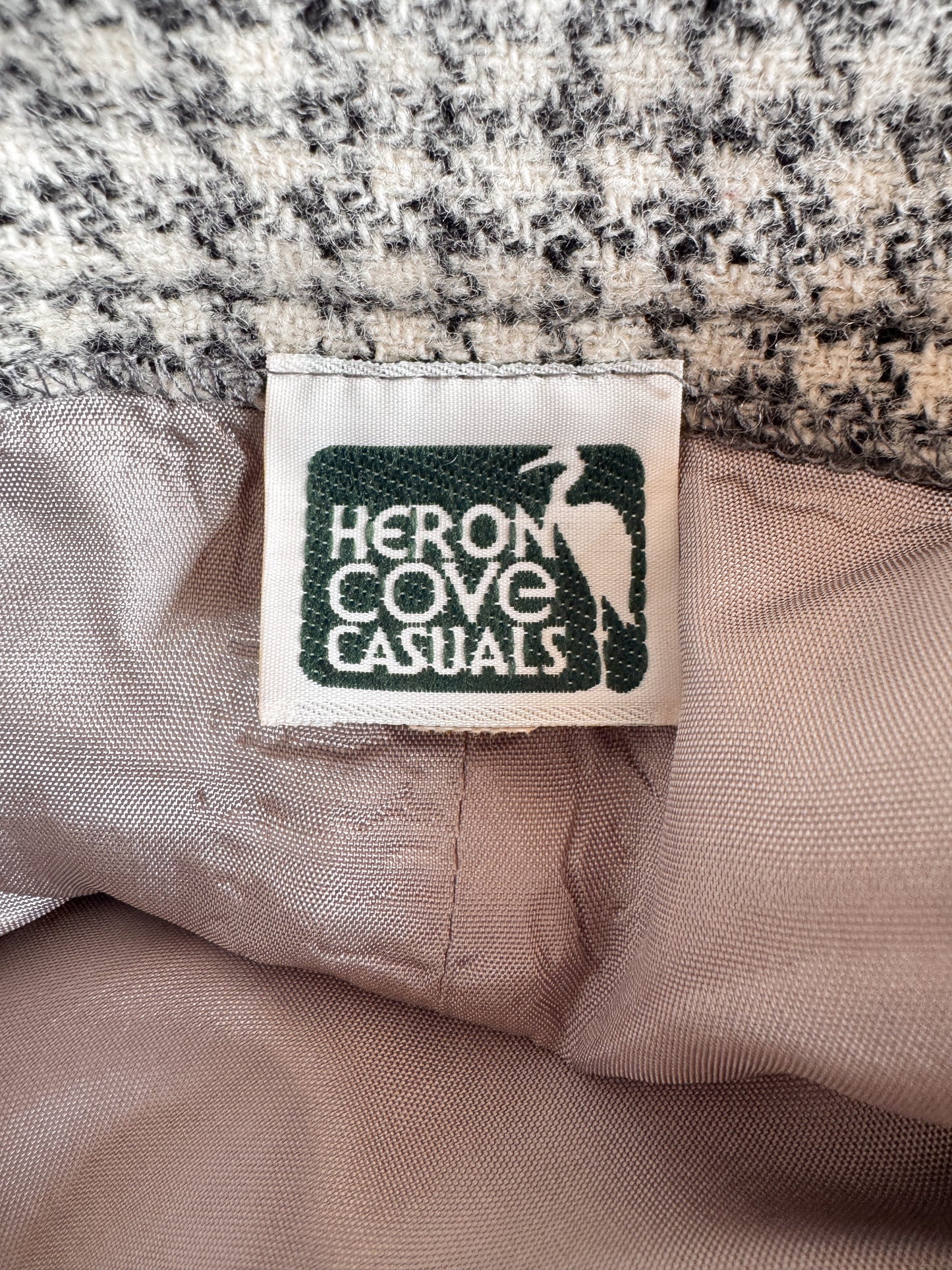 Houndstooth Wool 70s Skirt Suit Set (M)