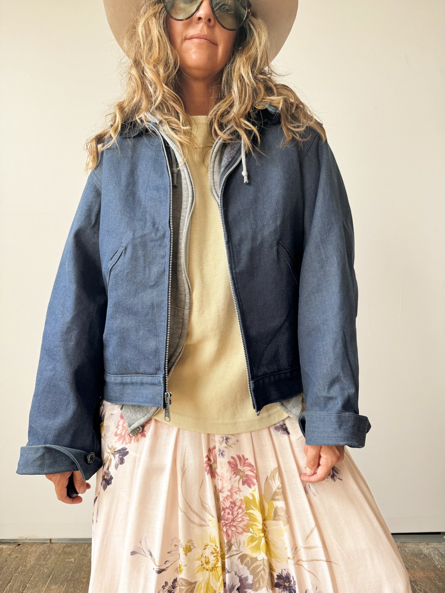 Denim 70s Flannel Lined Work Wear Jacket (M)