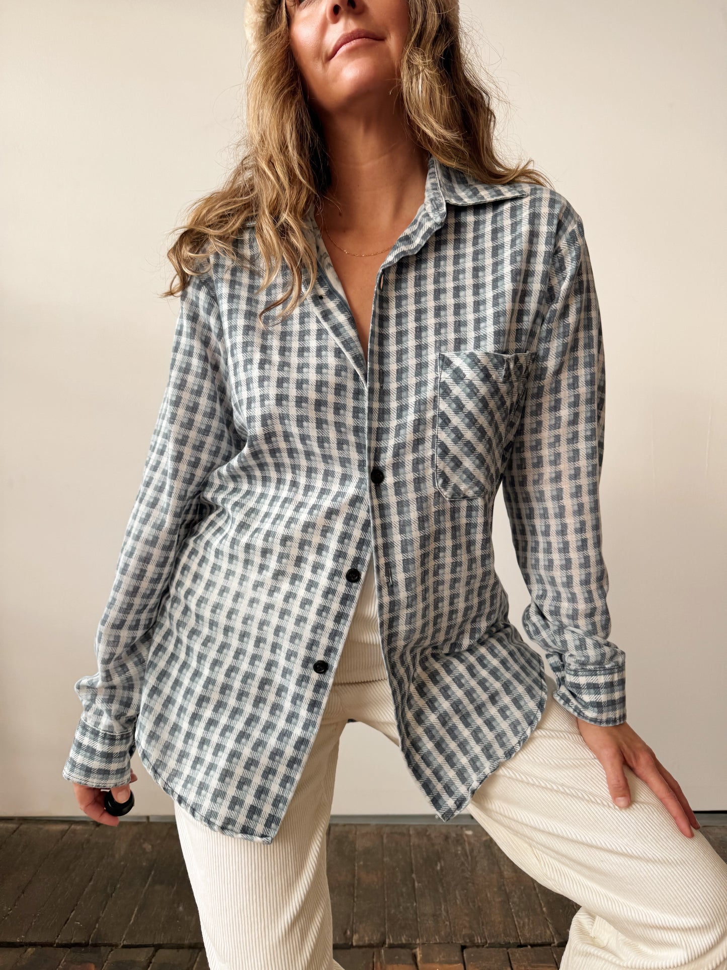 Distressed 70s Blue Flannel (M)