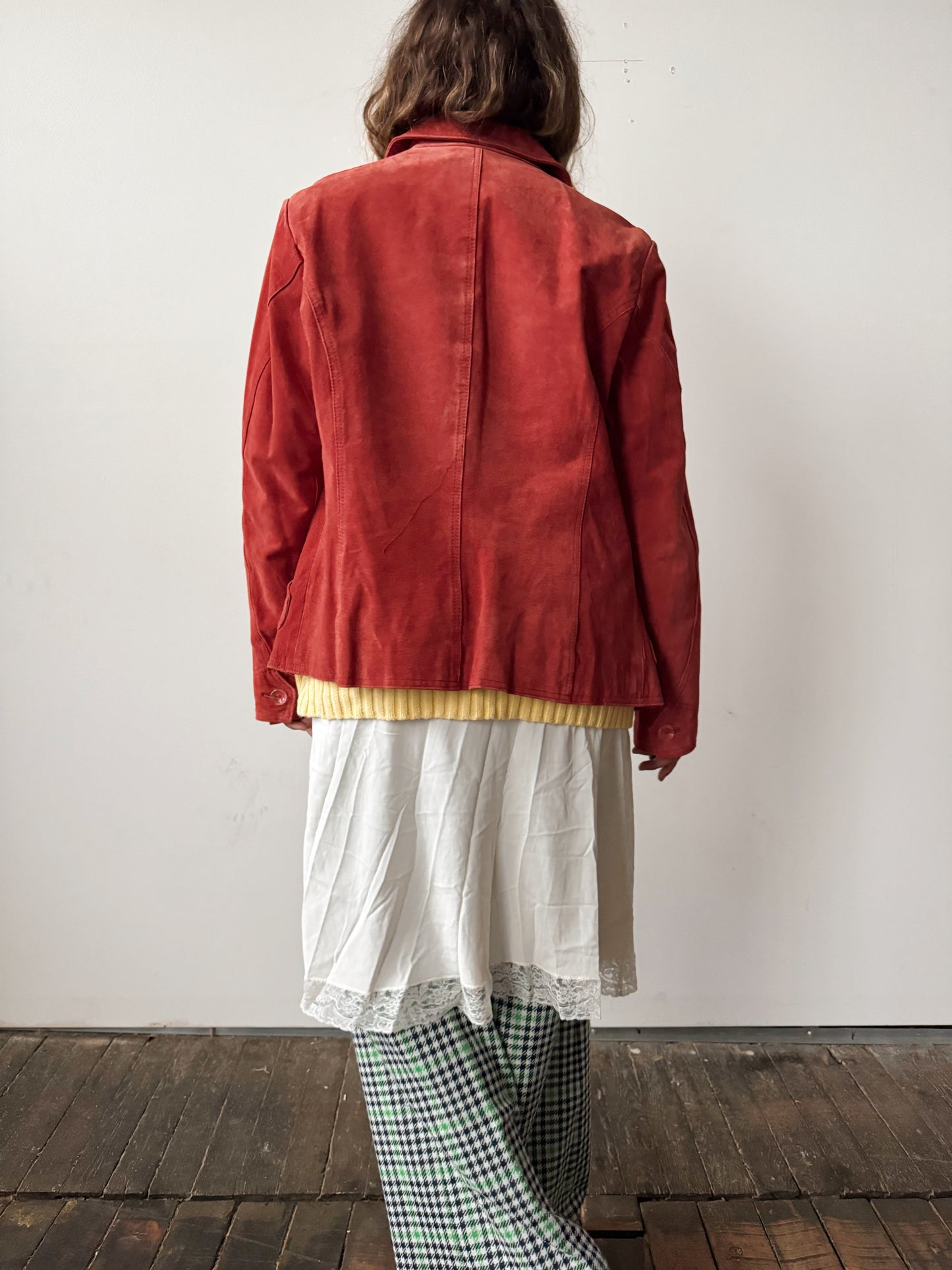 Suede 90s Burnt Orange Blazer (L)