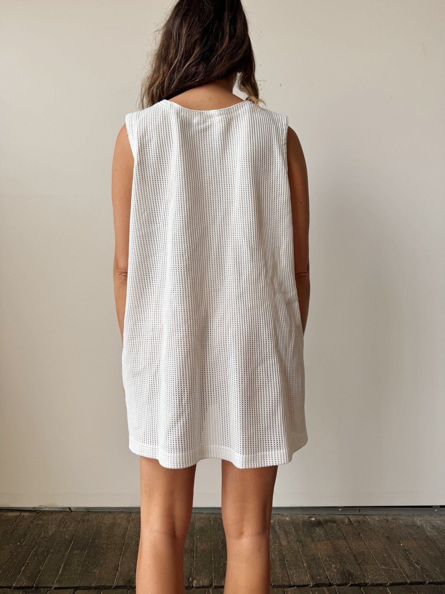 White 00s Wave Zone Zip Cover-up Dress (M)