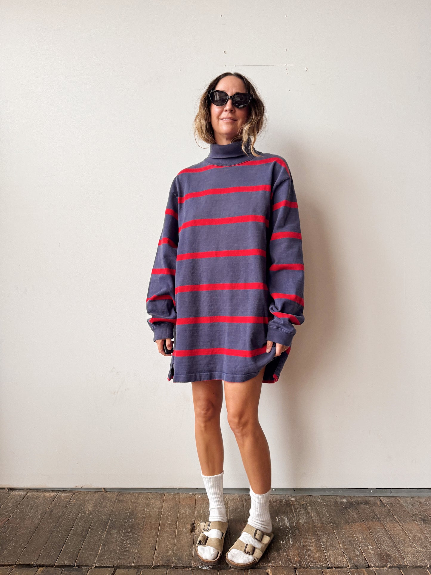 90s Heavyweight USA Made Striped Polo Shirt (XL)