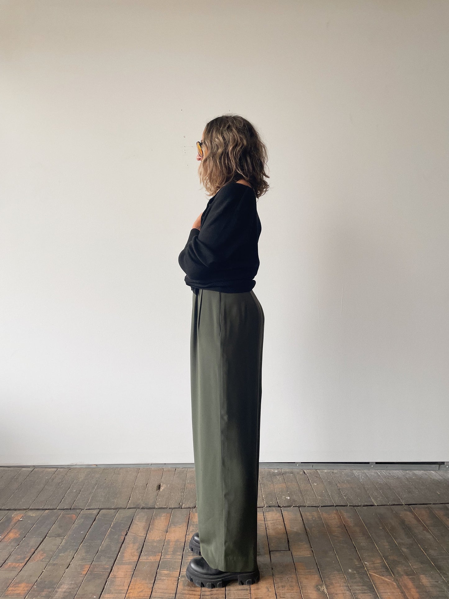 Olive Silk Pant