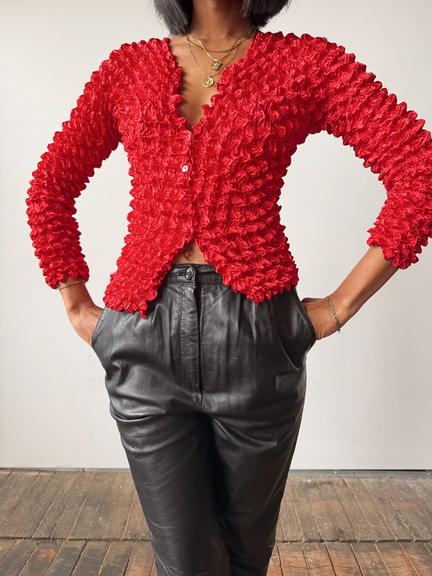 Crinkled 90s Button Blouse (M)