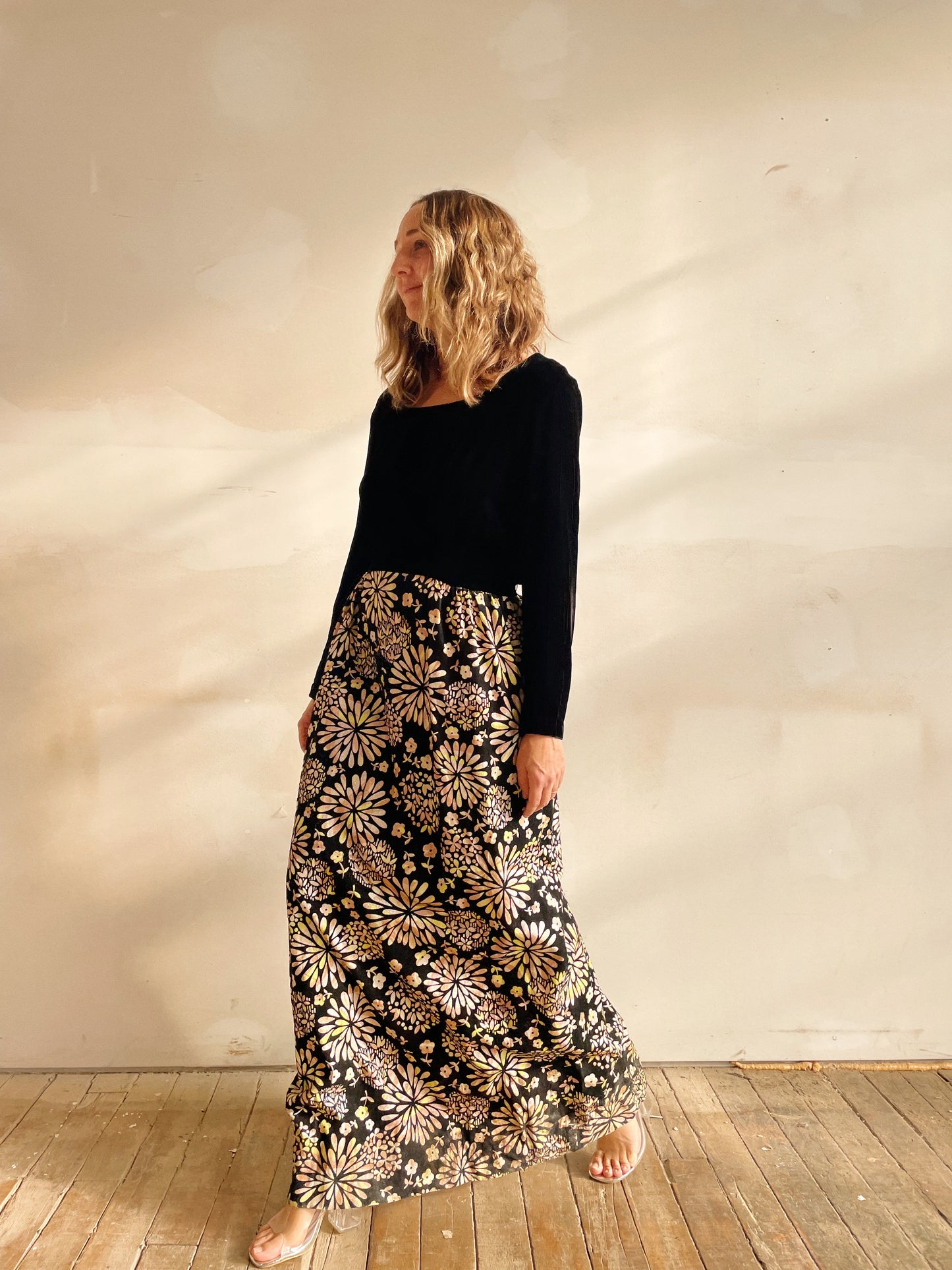 70s velvet dress 70s Velvet and Metallic Burnout Maxi Dress (L) – dry vtg and