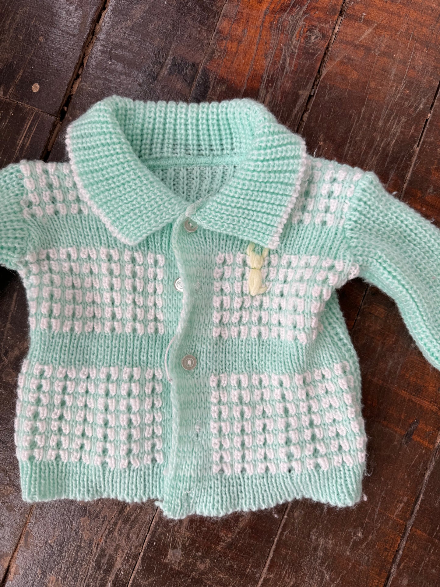 70s Hand-Knitted Seaform Bunny Cardigan (3mths)