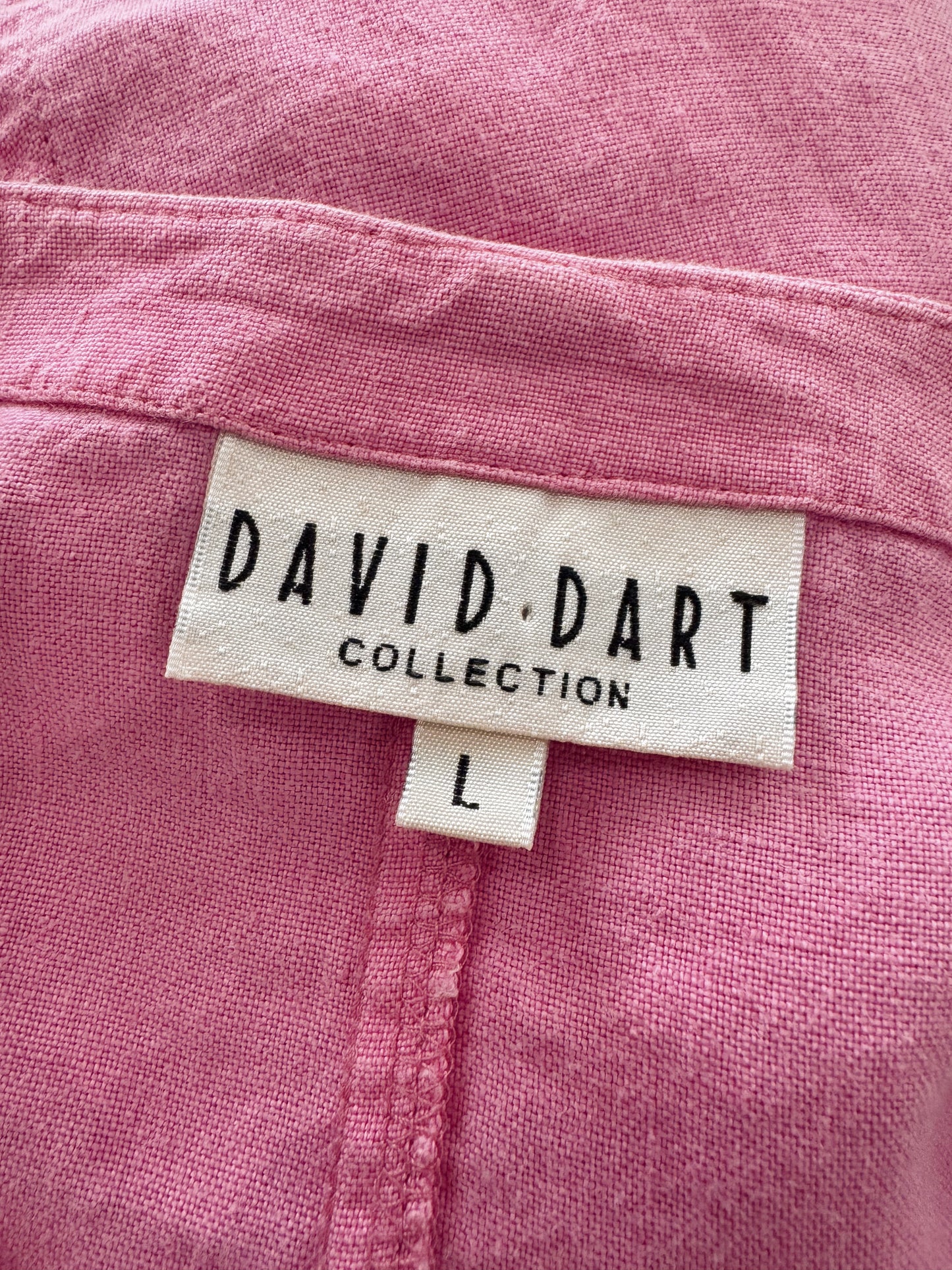 00s Flamingo Linen Button Blouse (L)