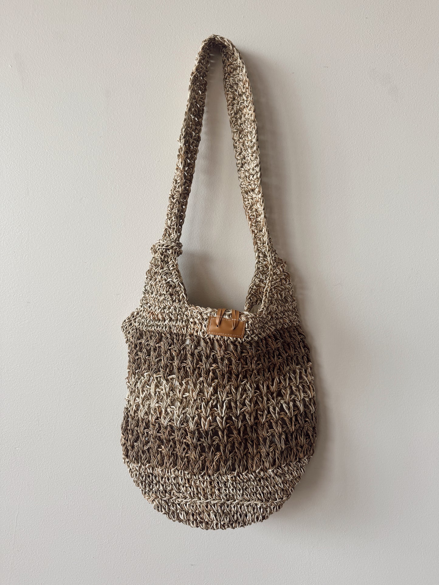 Seagrass and Paper Straw Hobo Shoulder Bag
