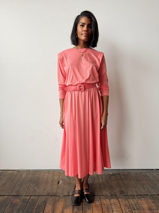 Coral Dolamn Sleeve Dress with Belt (M)