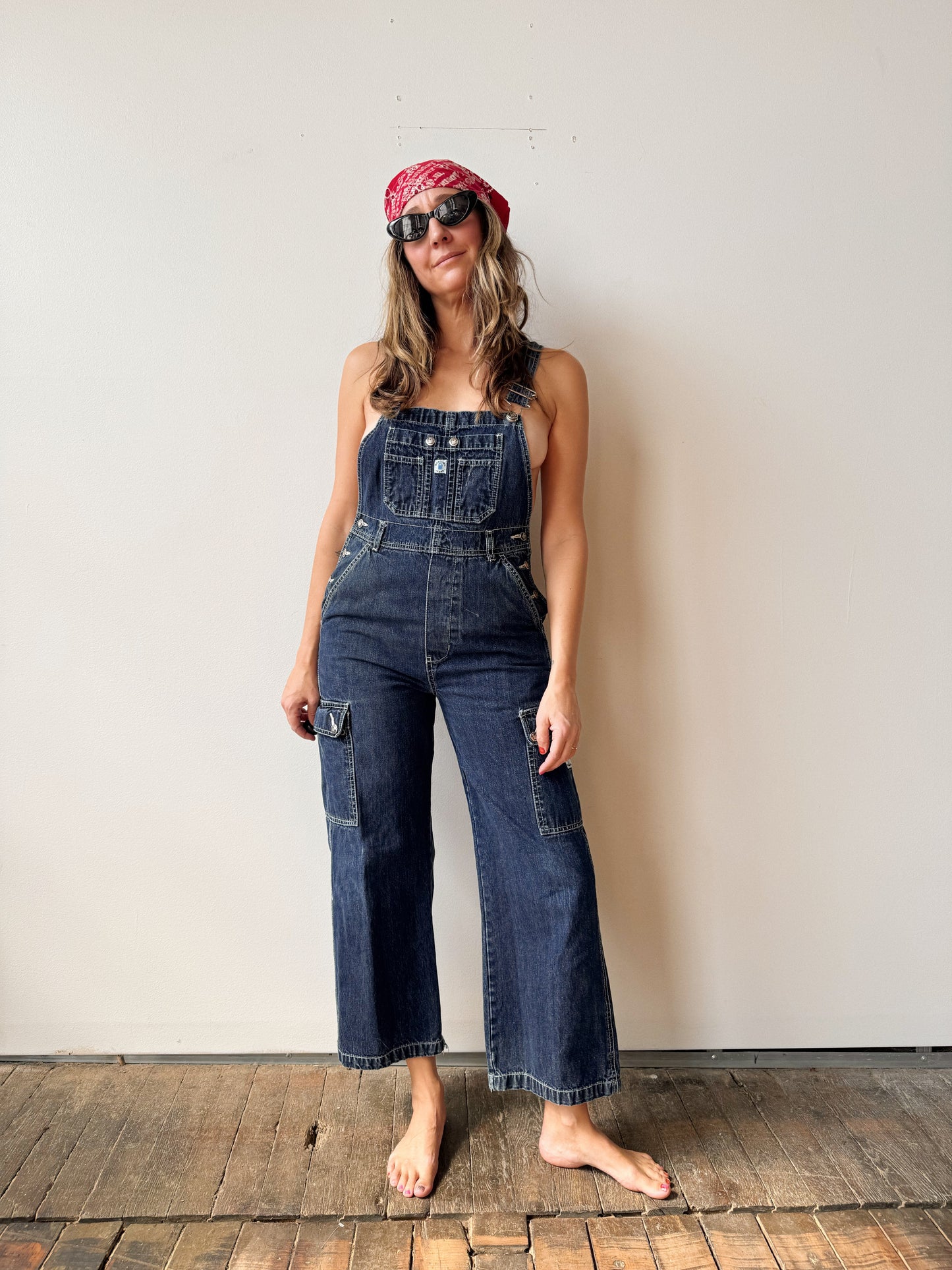 Y2K Dark Wash Juniors Overalls (S)