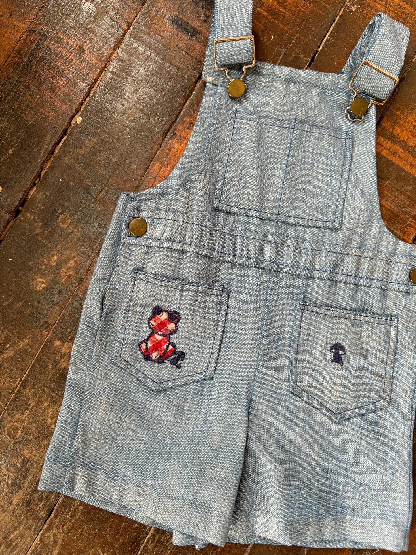 70s Frog and Mushroom Appliqué Overalls (2T)