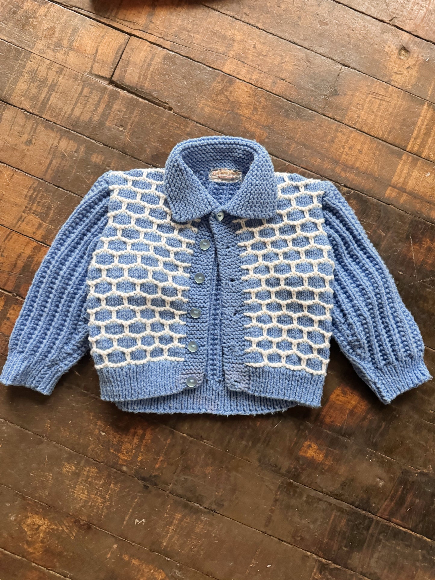 Handknit Ribbed Cardigan 80s Sweater (2T)