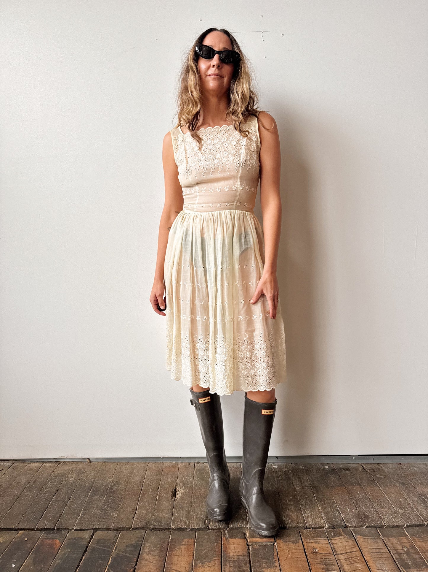 Eyelet 50s Butter Yellow Cheer Dress (XS)