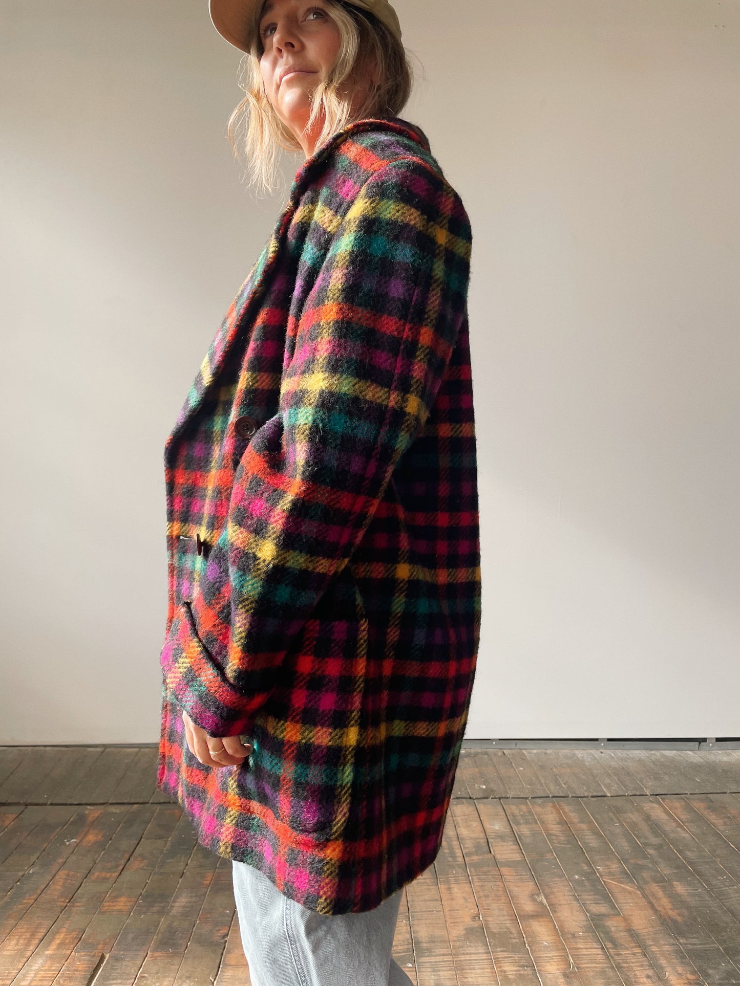 80s Rainbow Wool Peacoat (L)