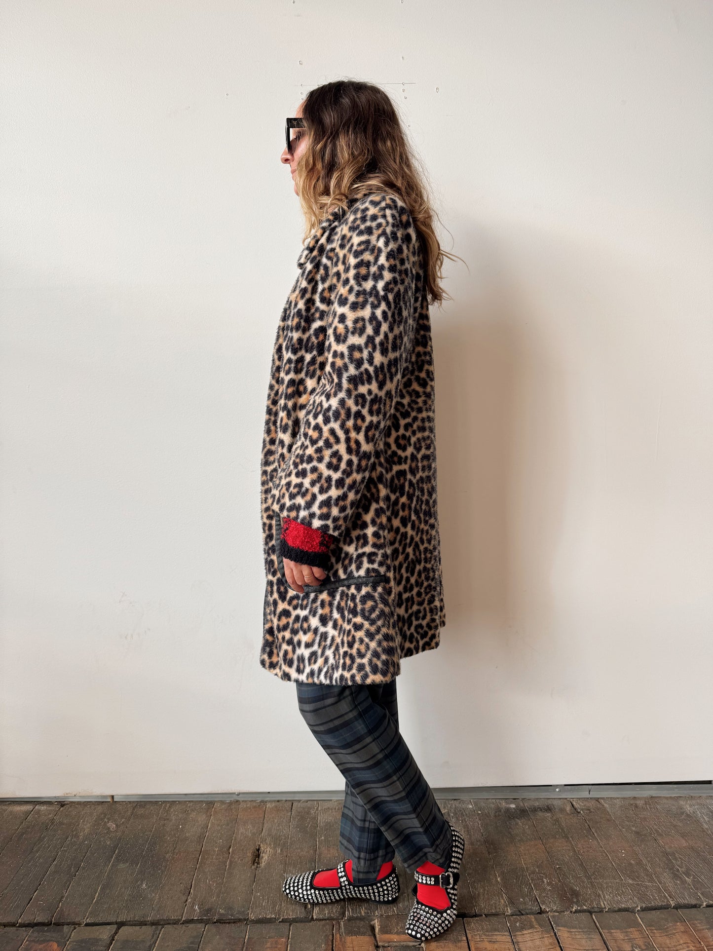 Leopard 70s Leather Piping Jacket (M)