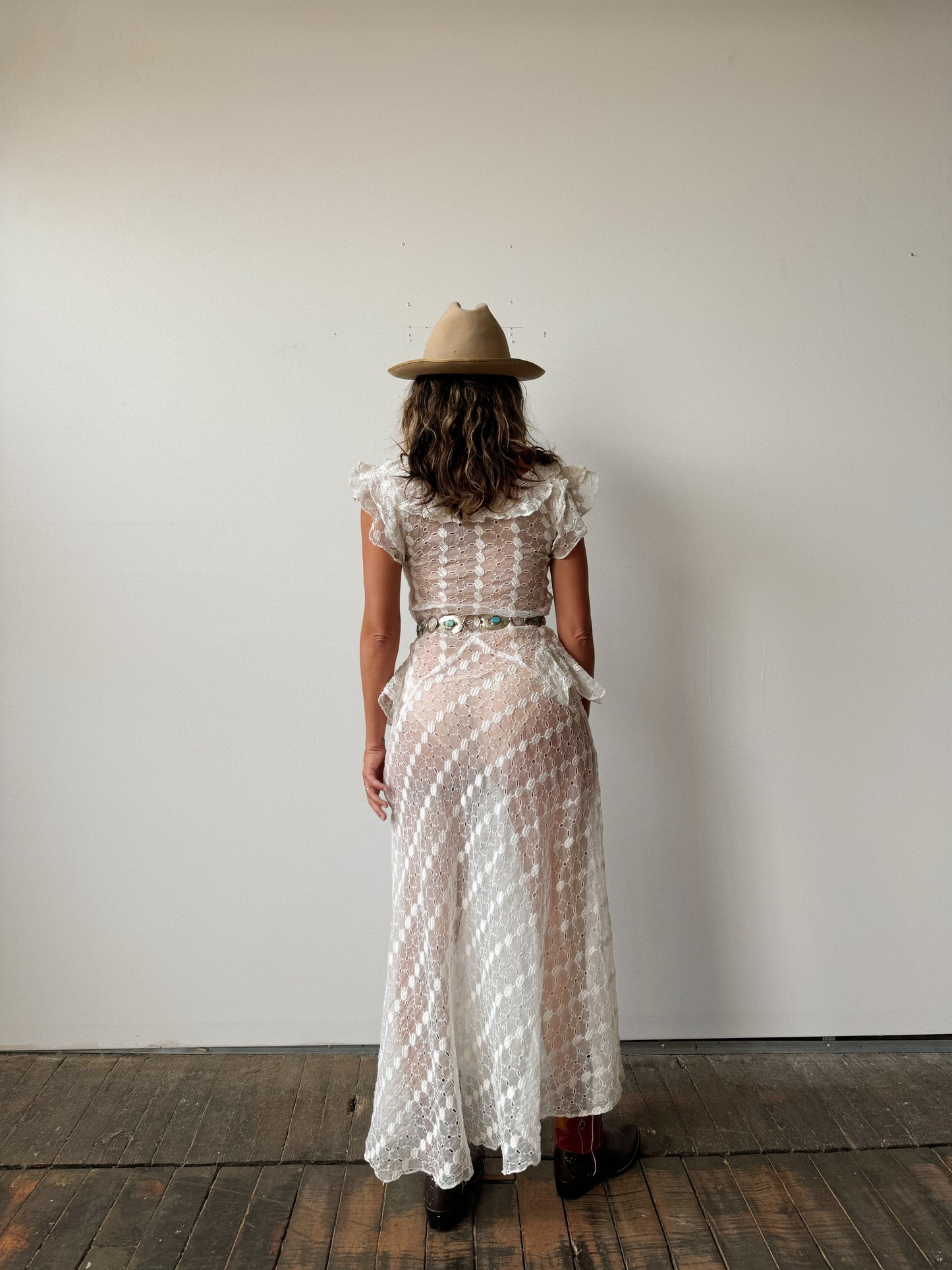 Edwardian Eyelet Sheer Dress (S/M)