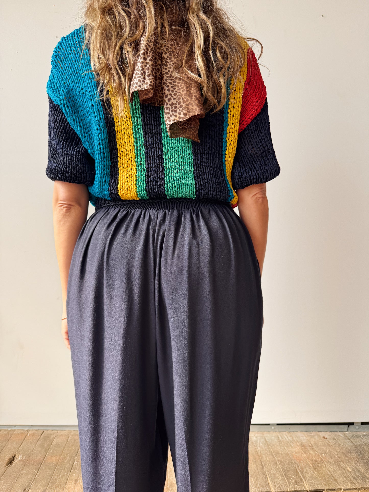 Navy 90s Wide Leg Trousuer Pant (29")