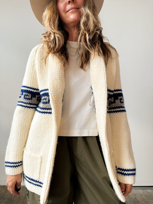 Mid-Century Chunky Knit Cardigan (M)