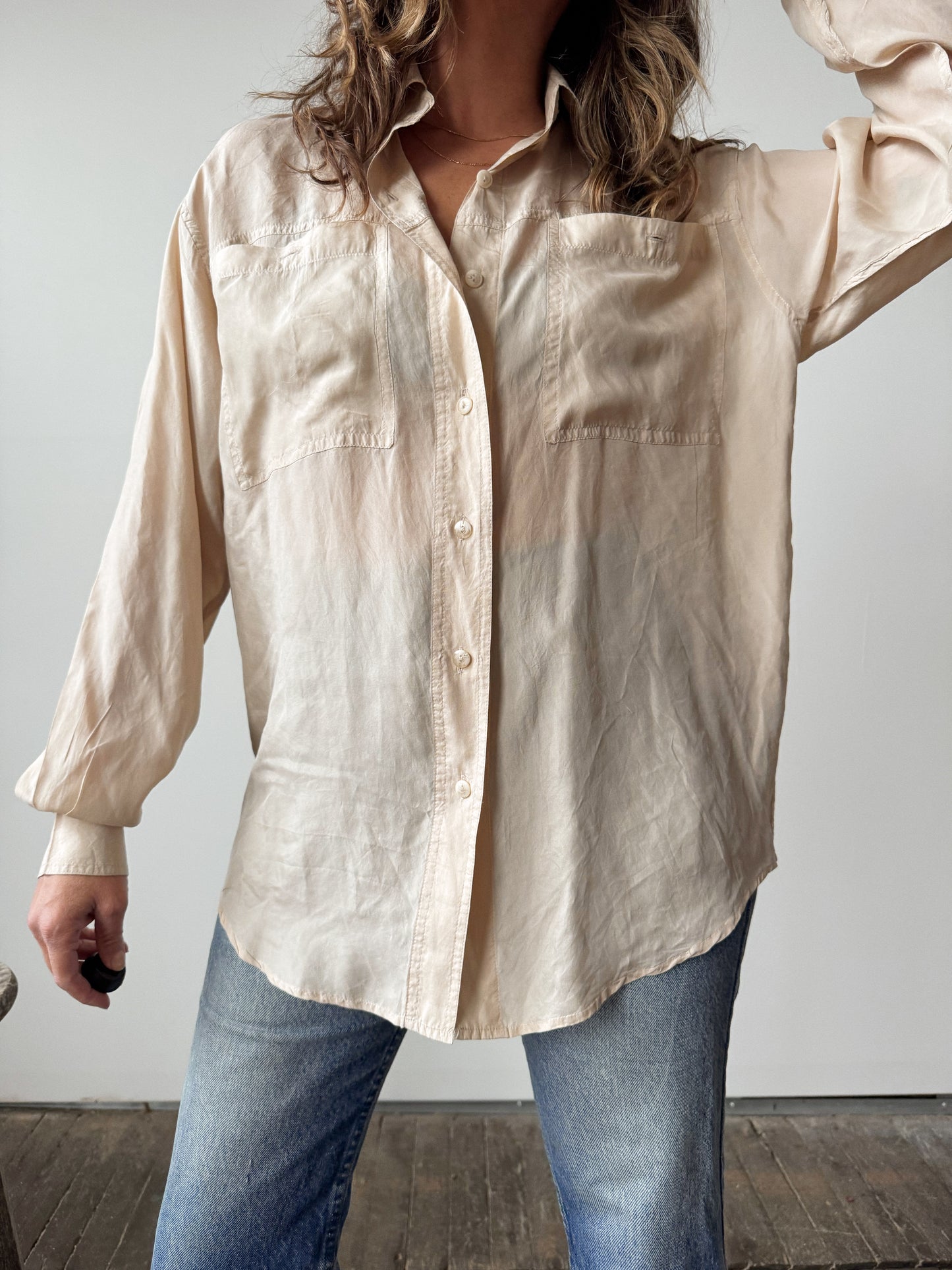 Silk Taupe Blouse (L)