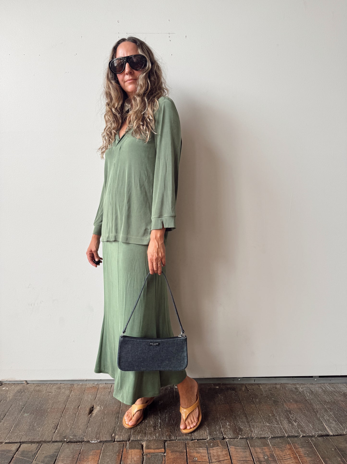 Olive 90s Textured Jersey Match Set (Large)