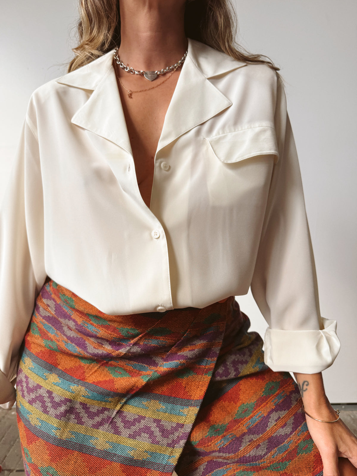 00s Cream Relaxed Blouse (L)