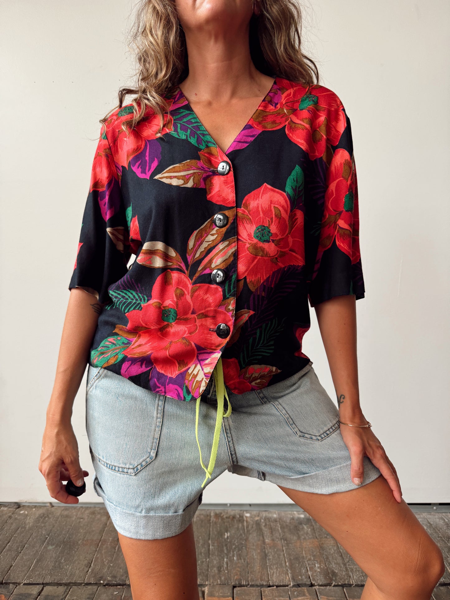 USA Made 90s Floral Blouse (M)