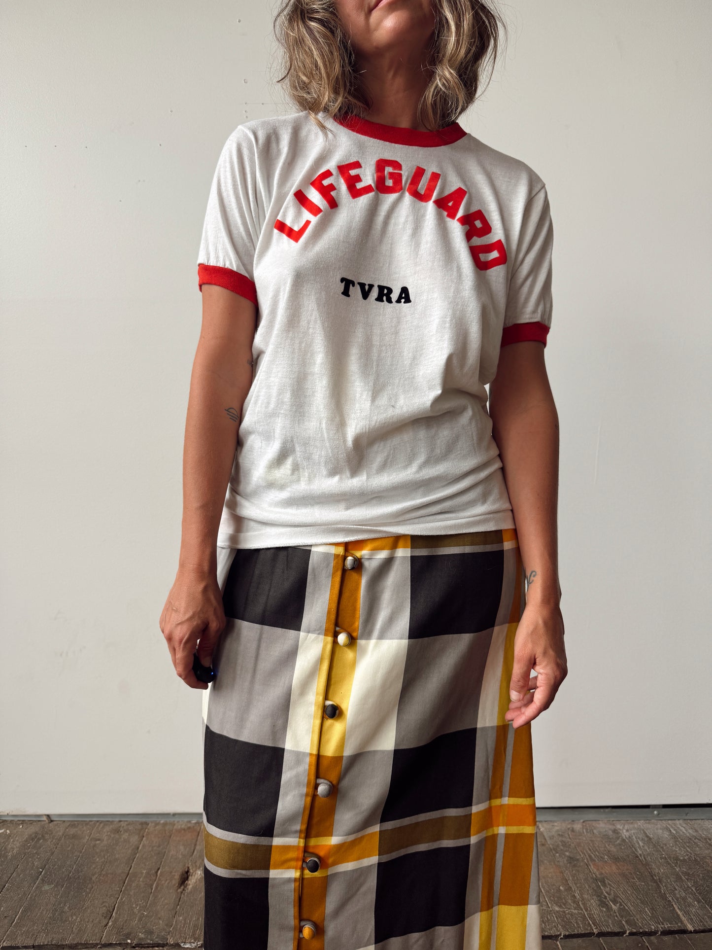 80s Lifeguard USA Made Ringer T-Shirt (L)