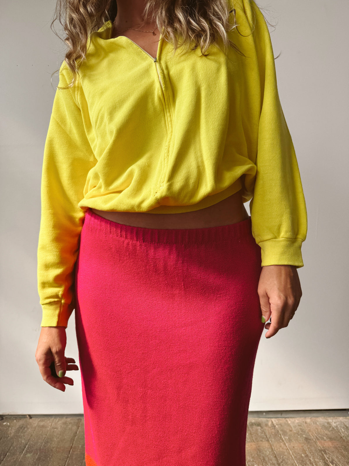 Two-Tone Sunset Knit Pencil Skirt (32")