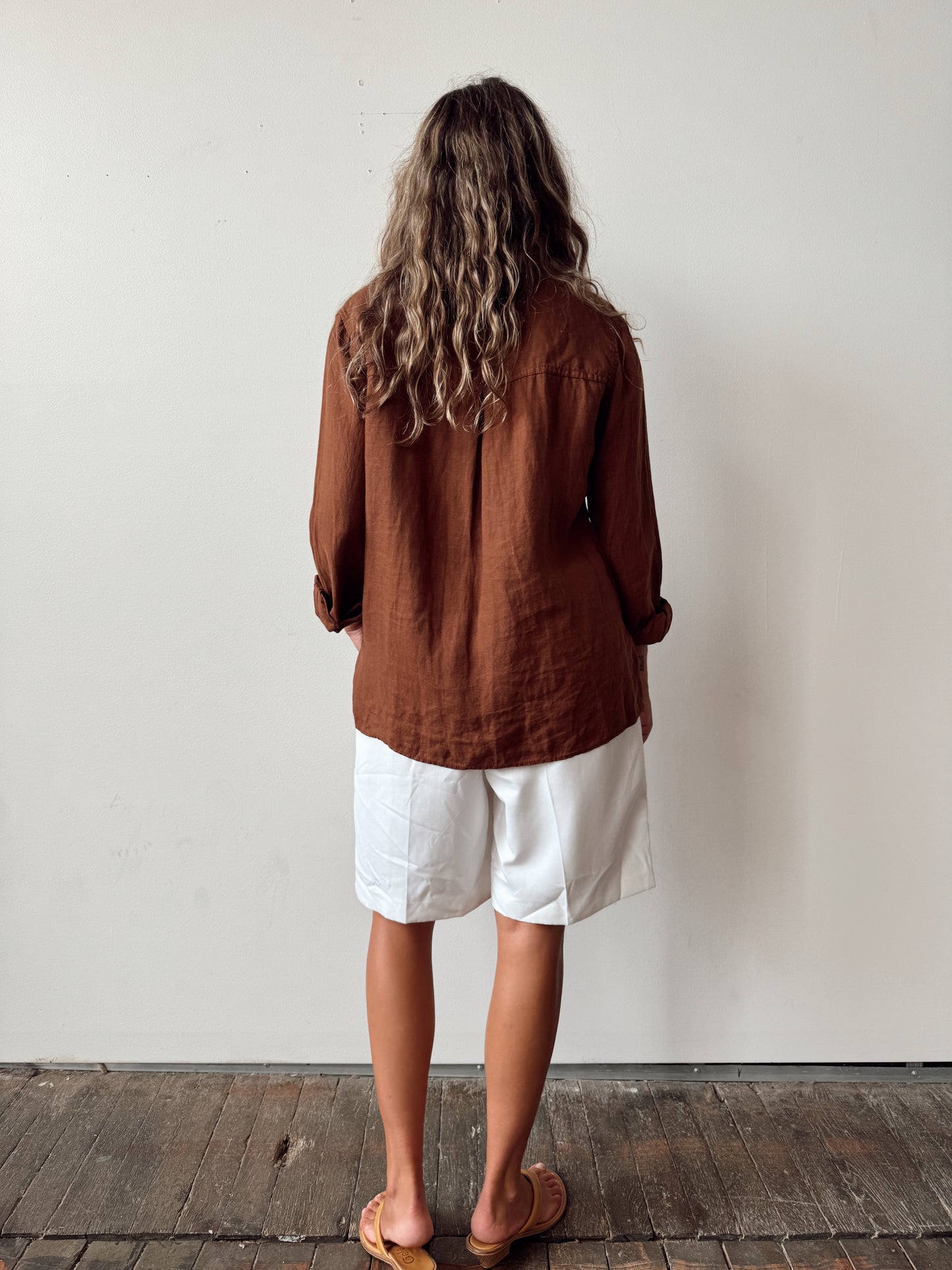 Linen 00s Brown Blouse (M)