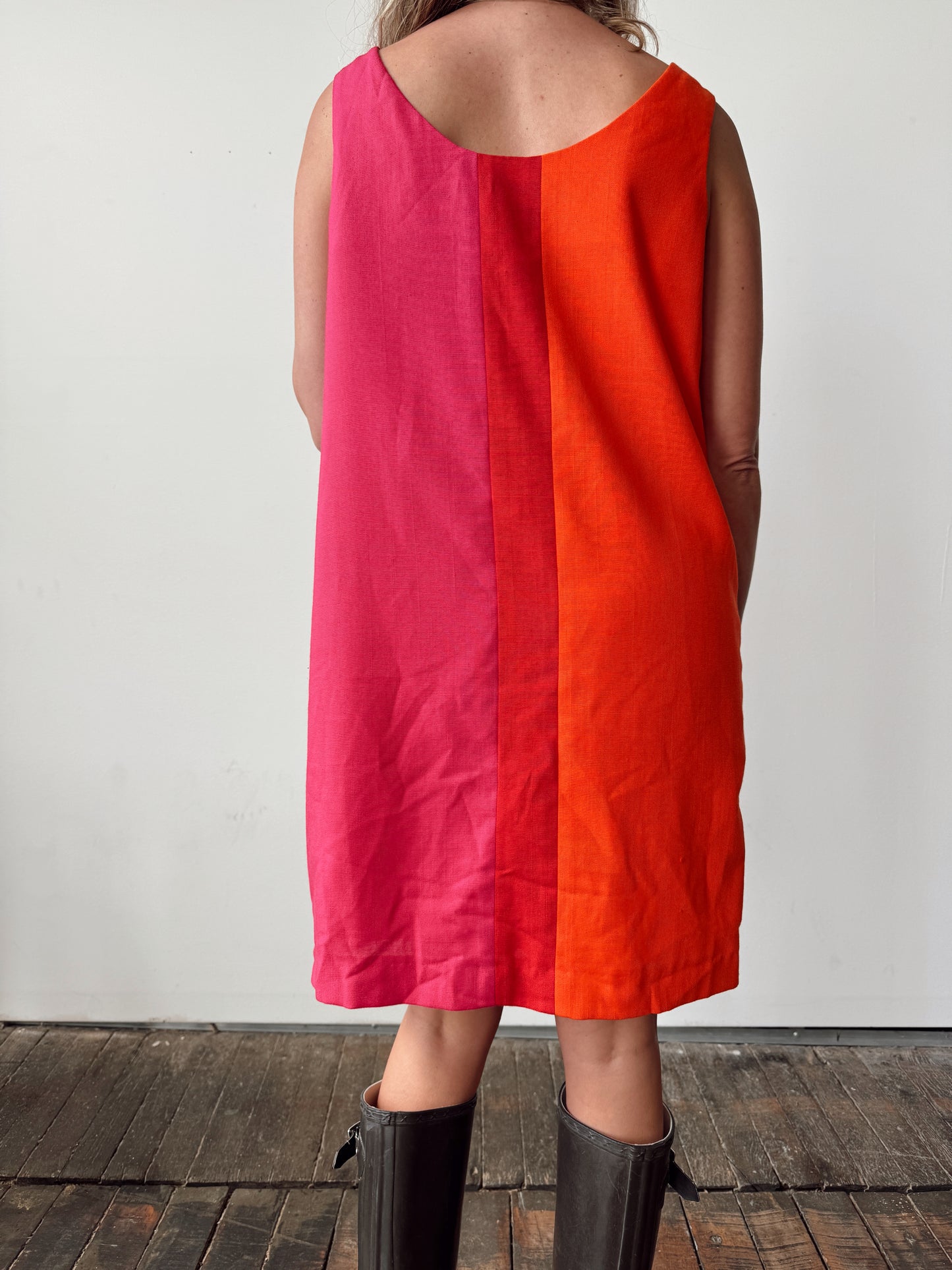 The Limited Linen Colorblock 90s Sleeveless Dress (L)