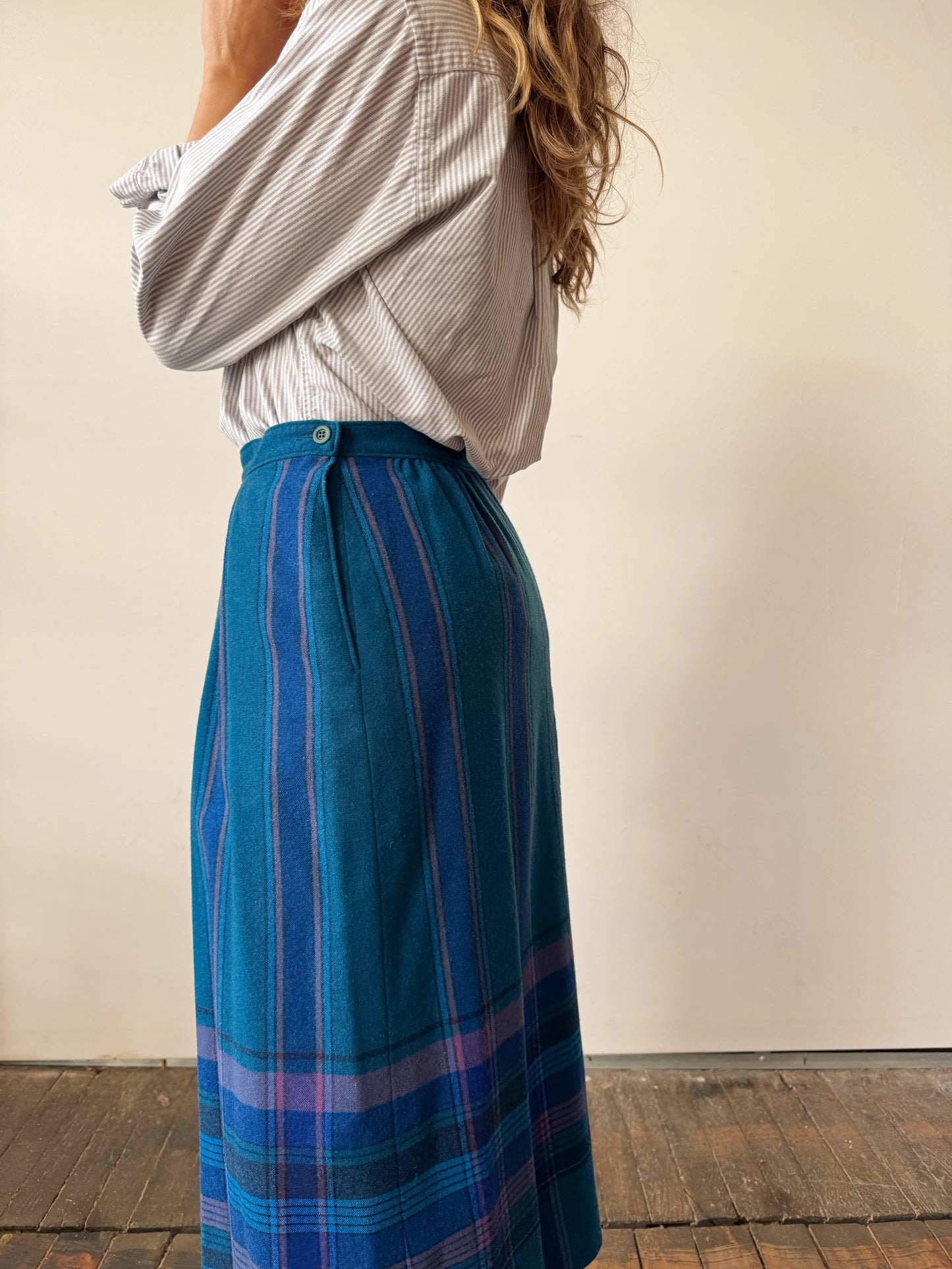 Pendelton Striped Wool 80s Midi Skirt (28")