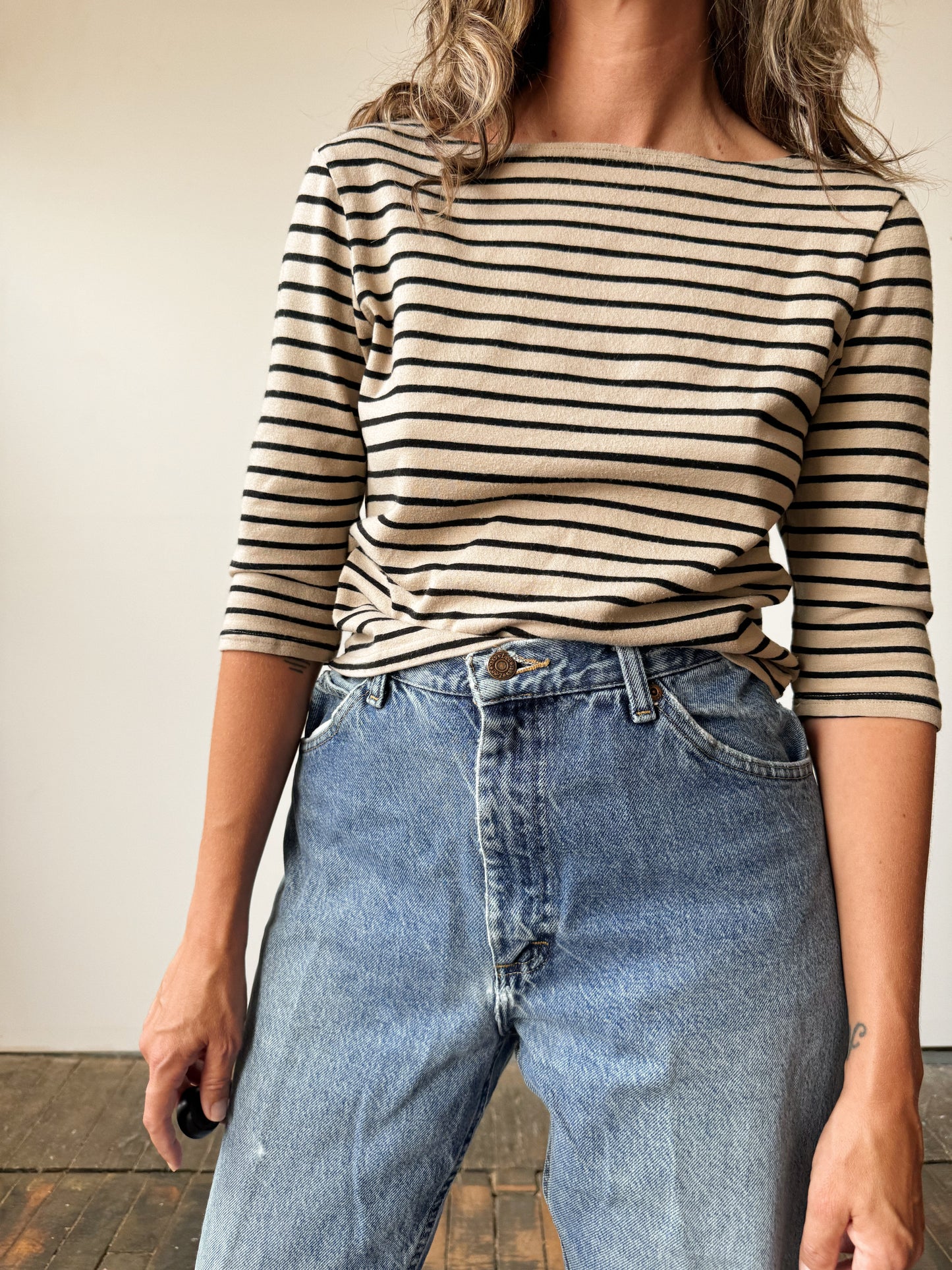 Concrete Stripe 3/4 Sleeve Top (S)