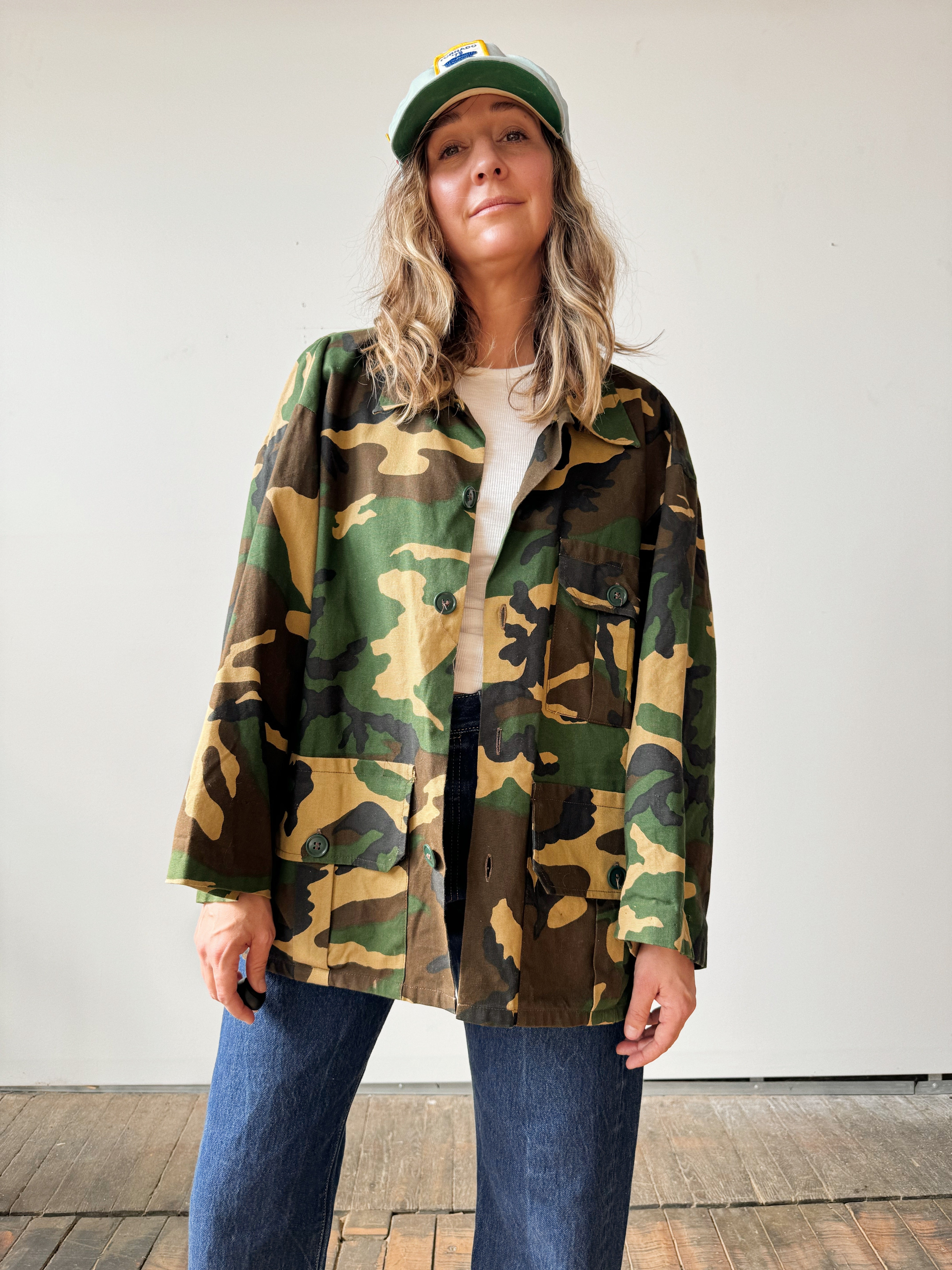 70s Black Sheep Camo Duck Hunter Lightweight Jacket (L) – dry vtg and