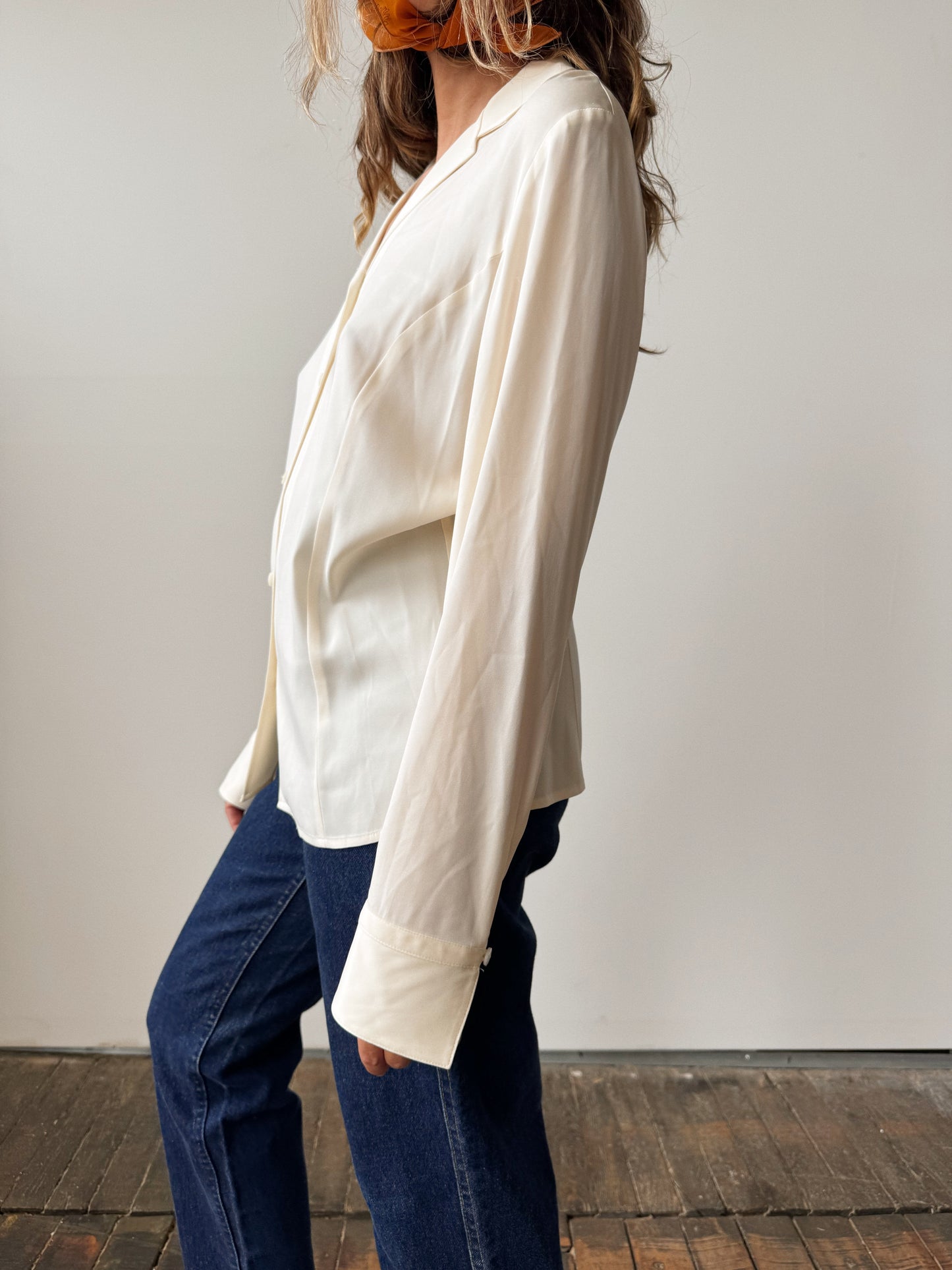 Silk 90s Ivory Blouse (M)