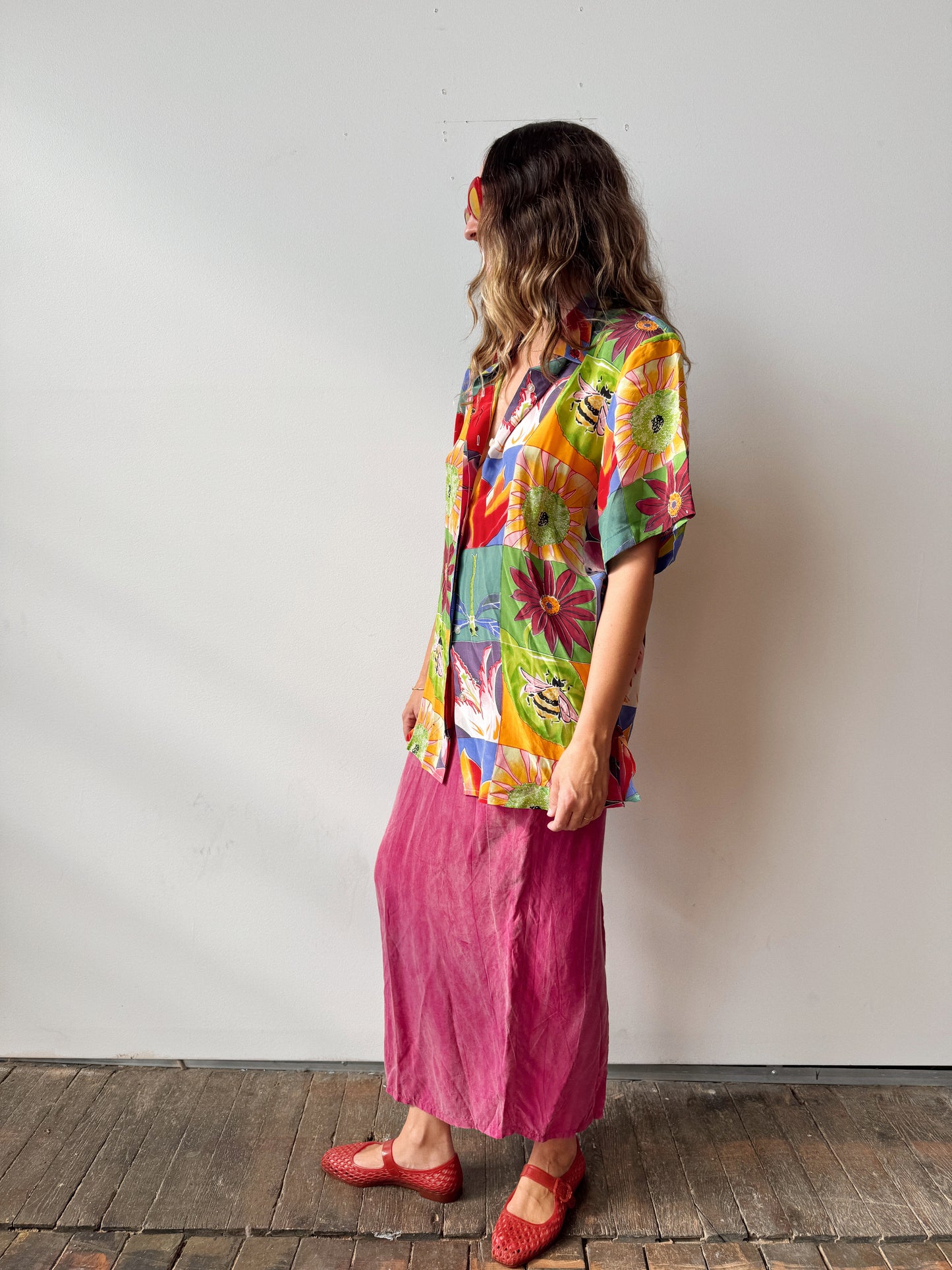 Silks 90s Botanical Blouse (L)