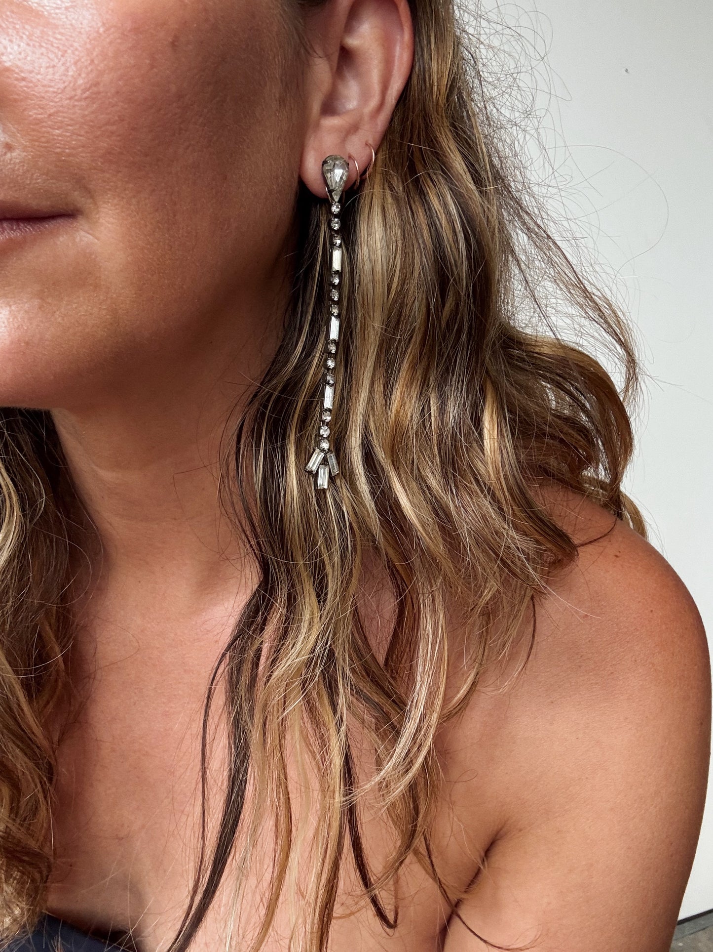 Rhinestone 4" Dangle Earrings