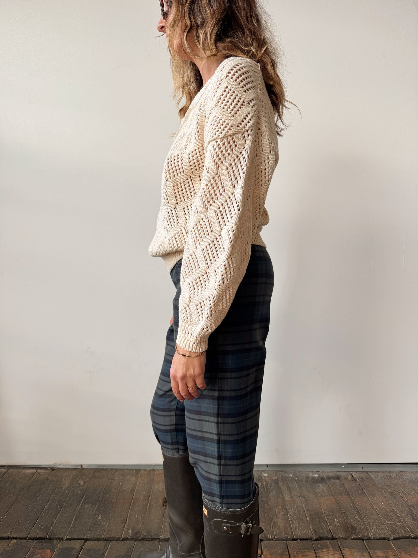 Knit 90s Sweater with Lace Collar (M)