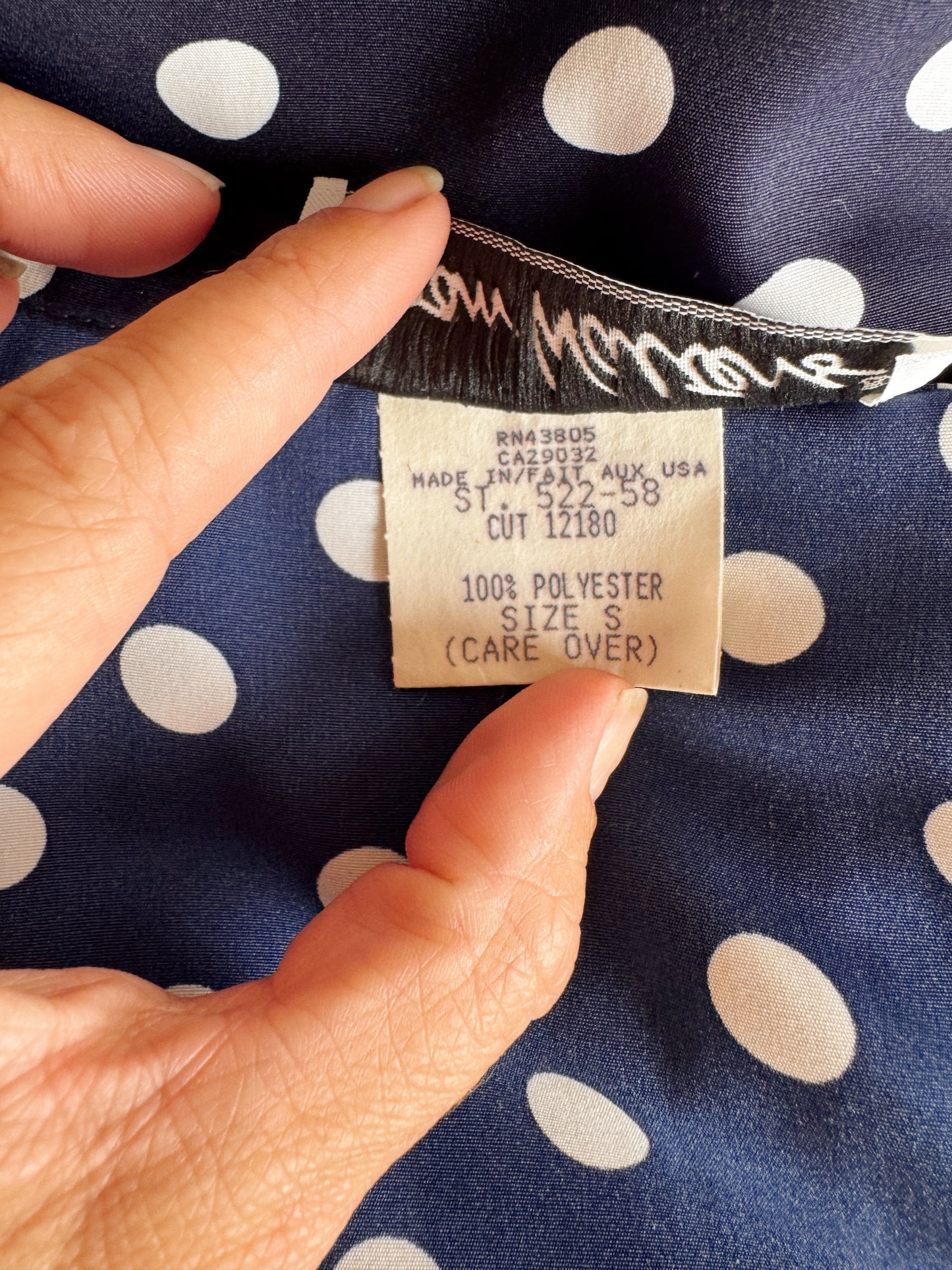 Walters Navy Polka Dot Blouse (M)