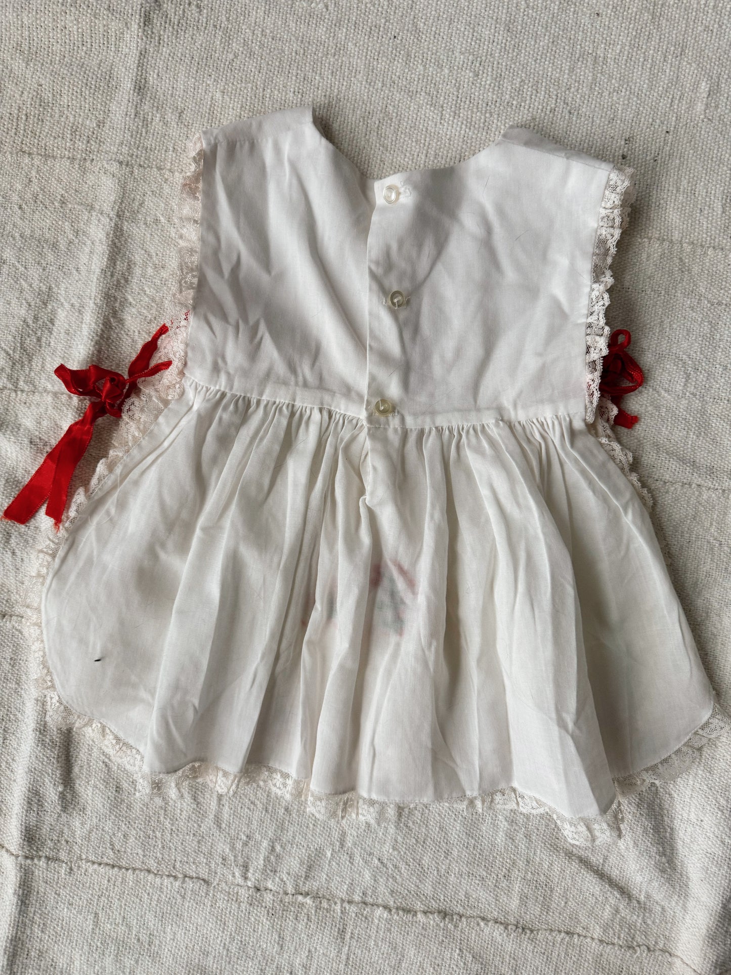 60s Apron Embroidered Top with Ribbon Ties (2T)