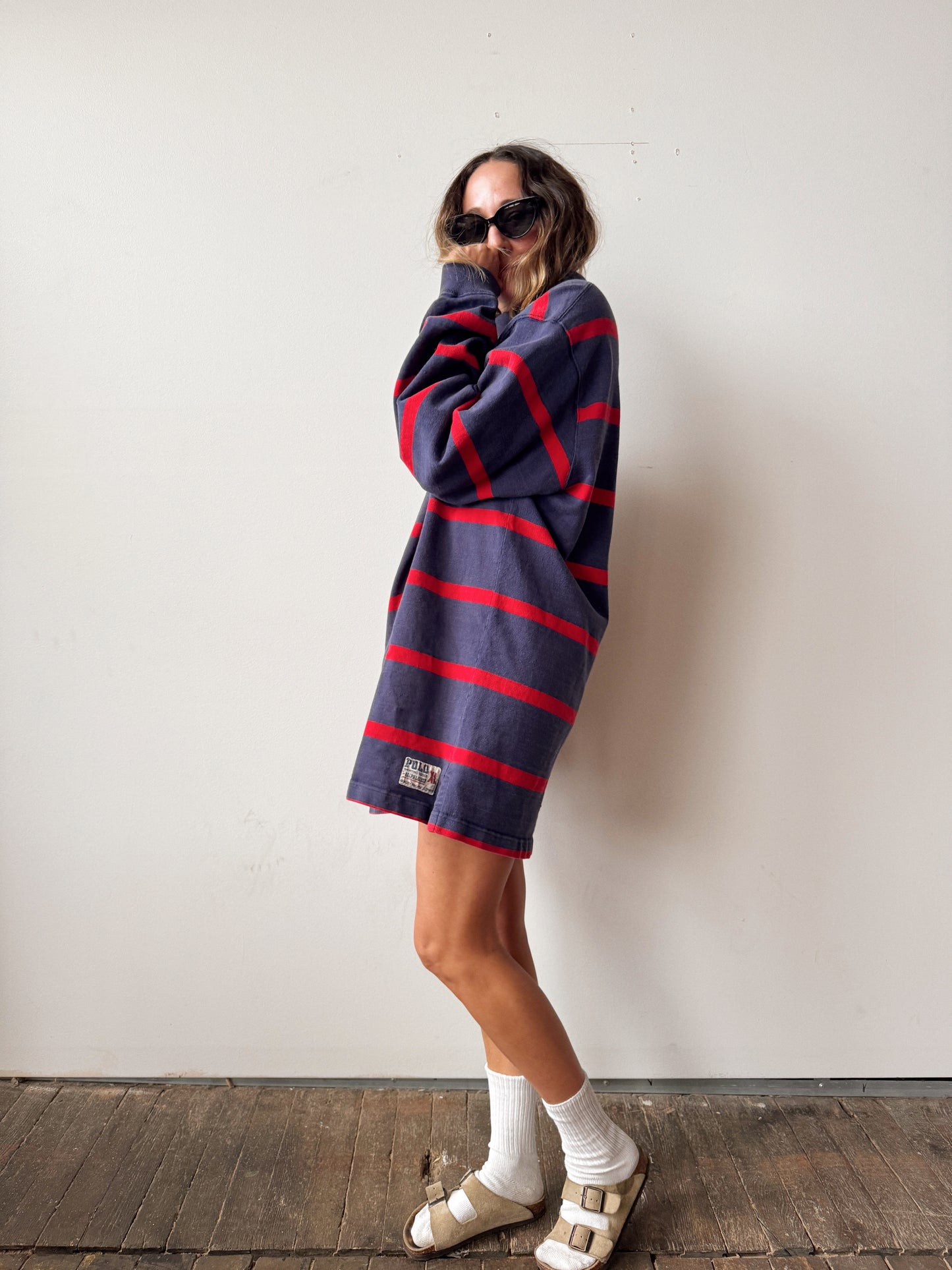 90s Heavyweight USA Made Striped Polo Shirt (XL)