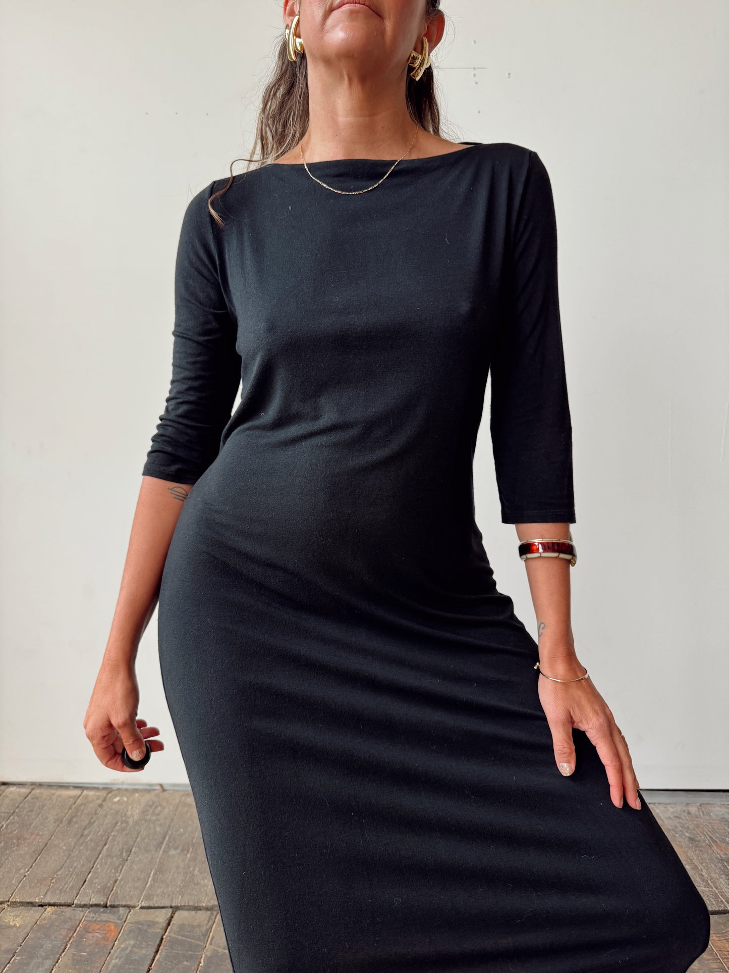 Donna Karan Made in Italy Knit Stretch Dress (L)