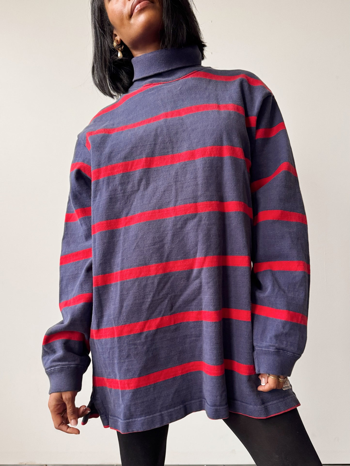 Heavyweight 90s Cotton USA Made Striped Polo Shirt (XL)