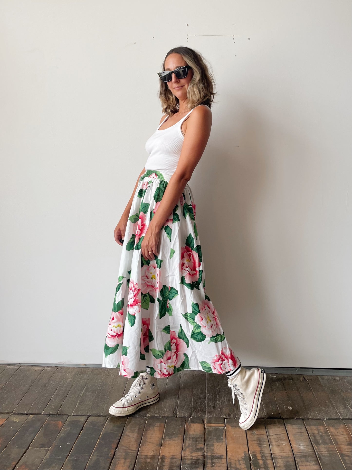 90s Floral A-Line Skirt