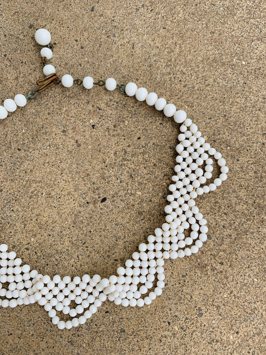 WHITE BEAD CHOKER / 14.5"