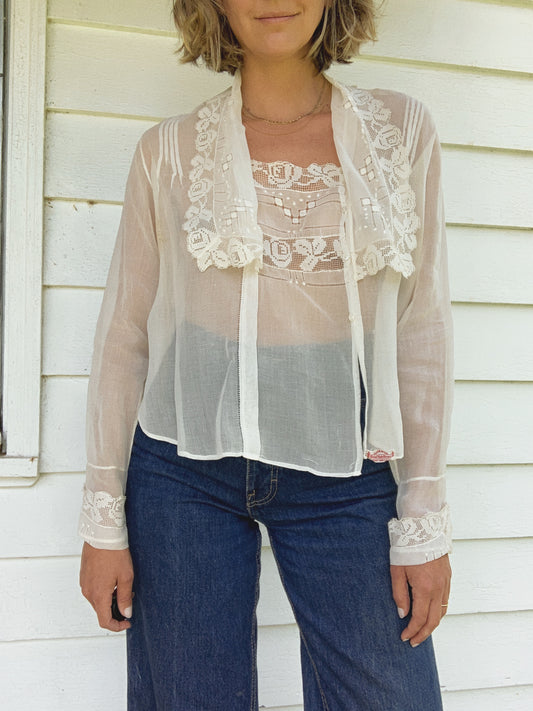 ROSE LACE EDWARDIAN BLOUSE / SMALL